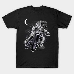 Astronaut Motorbike Cosmos Crypto ATOM Coin To The Moon Token Cryptocurrency Wallet HODL Birthday Gift For Men Women Kids T-Shirt